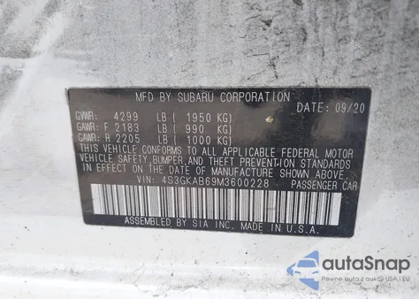 2021 Subaru Impreza Sedan из США, поврежденный, VIN 4S3GKAB69M3600228